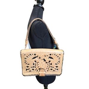 Vintage Handmade Tooled Leather Bag